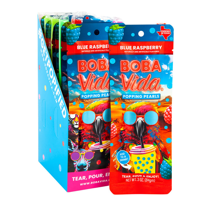 Bobavida Super Blue Raspberry Popping Boba Candy - 10 Count