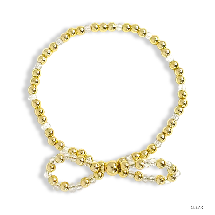 Bow Beaded Bracelet (clear)