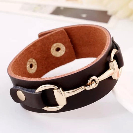 * Bracelet: Snaffle ~ Wide/Snap ~ Espresso/Gold
