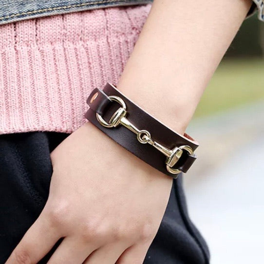 * Bracelet: Snaffle ~ Wide/Snap ~ Espresso/Gold