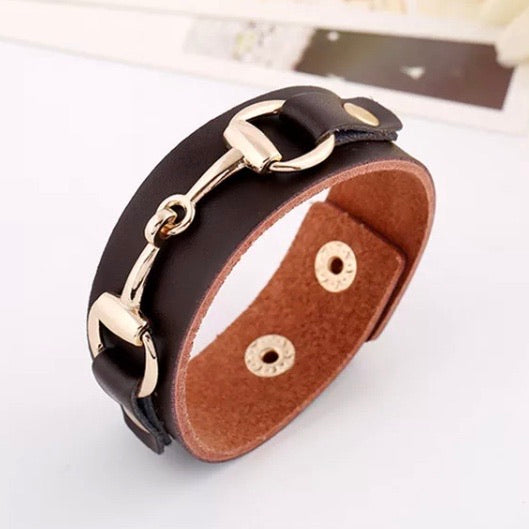 * Bracelet: Snaffle ~ Wide/Snap ~ Espresso/Gold