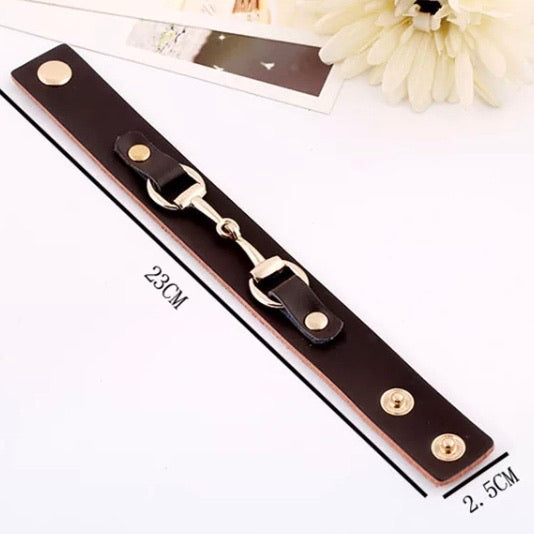 * Bracelet: Snaffle ~ Wide/Snap ~ Espresso/Gold