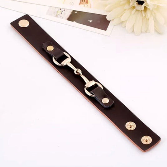 * Bracelet: Snaffle ~ Wide/Snap ~ Espresso/Gold
