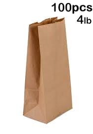 Brown Paper Lunch Bags, Paper Grocery Bags, Durable Kraft Paper Bags 4lb 100 Pack - 43100001001