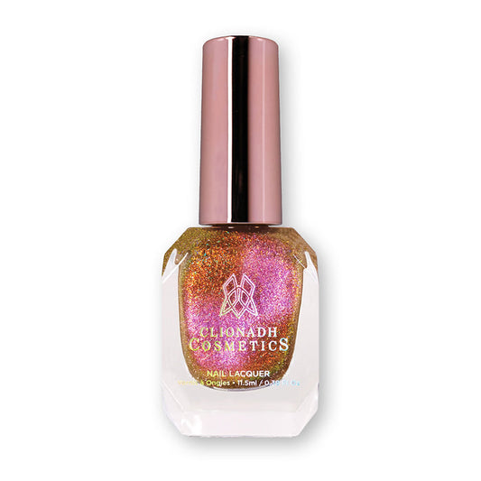 Bottle of nail polish containing Buzz Nail Lacquer on a white background.