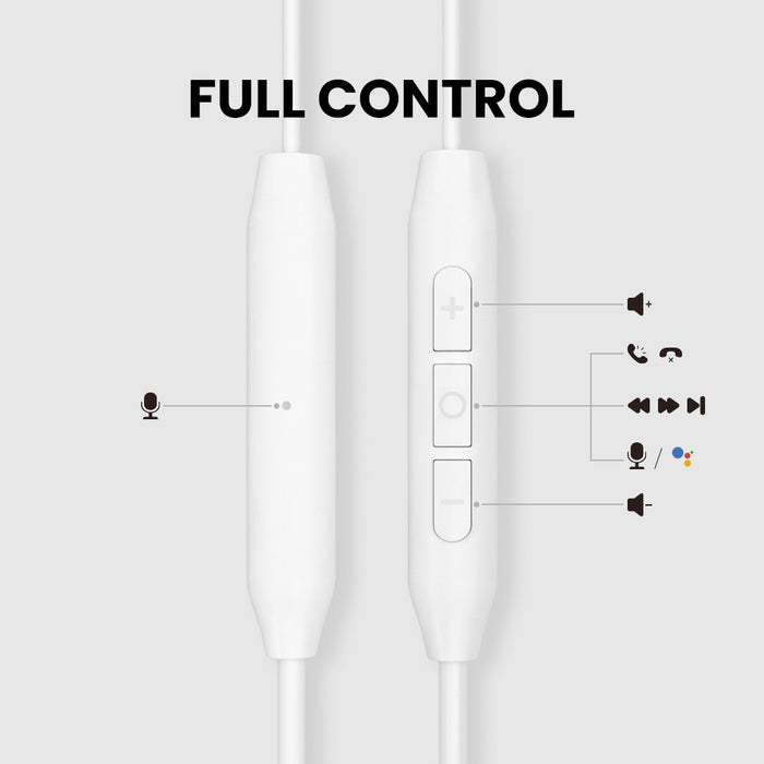 C171 Wired USB-C Earbuds for Sports and Running, in-line controls for music, calls, volume, tracks, and voice assistant.