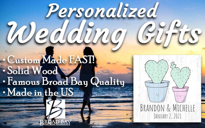 Personalized Wedding Anniversary Sign With Dates And Names Cute Custom Couples Cactus Gift - 10.5in x 10.5in� - Broad Bay Personalized Gifts Shipped Fast