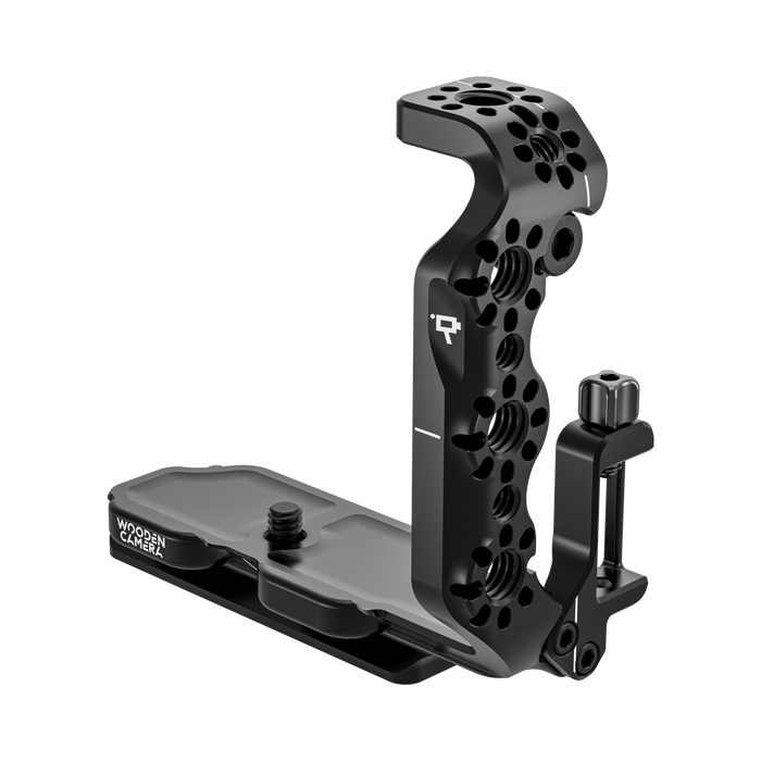 wooden camera cage l-bracket for canon eos c50 - angle front