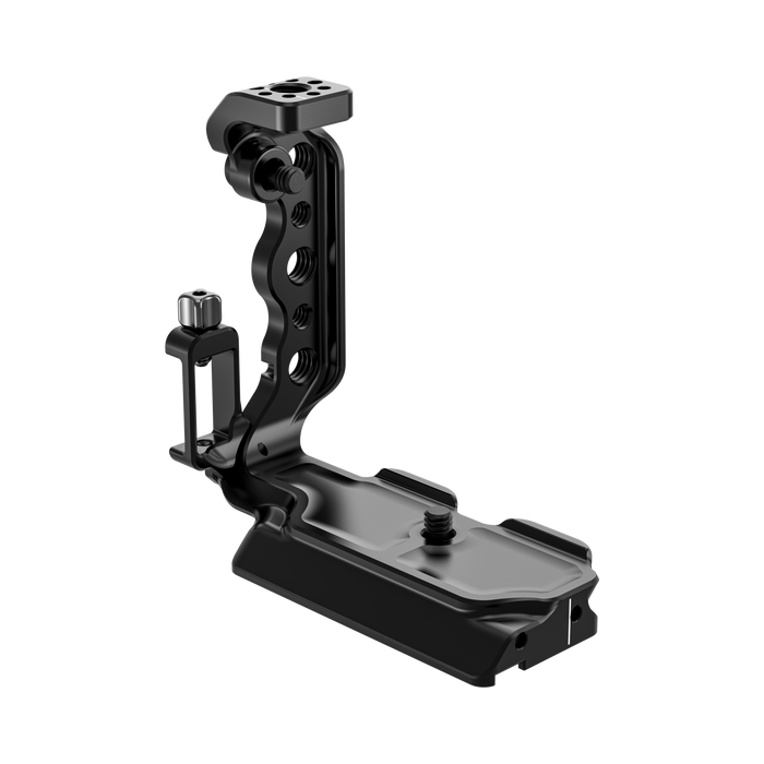 wooden camera cage l-bracket for canon eos c50 - angle back