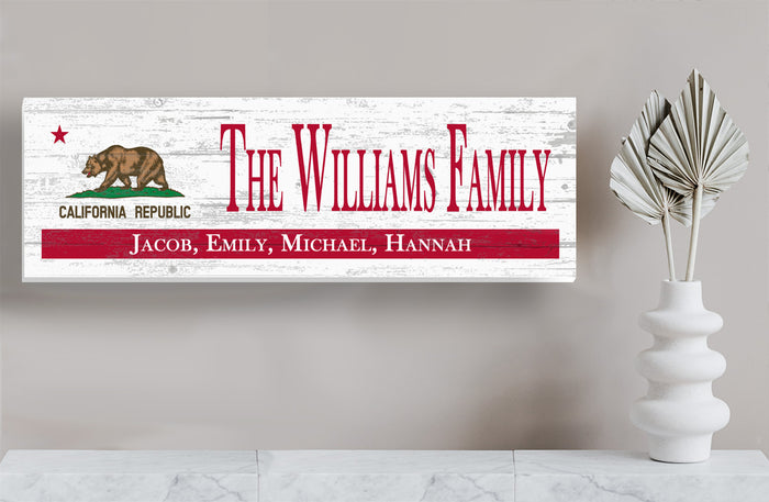 California Flag Sign - Personalized Family Name & Established Date - Custom Wood