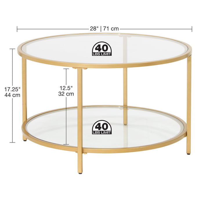 Camber Elite 28" Round Coffee Table, Gold 72057