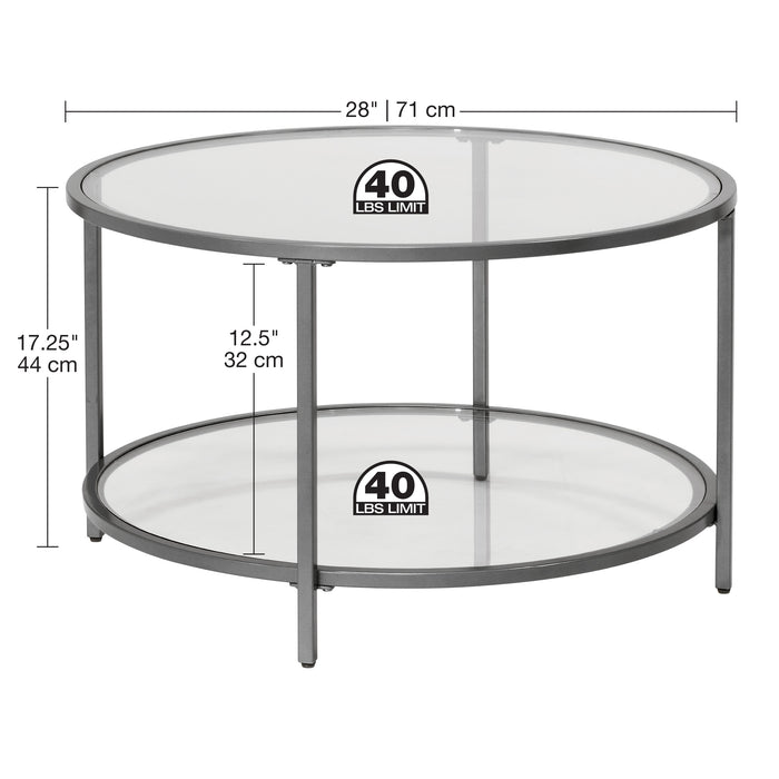Camber Elite 28" Round Coffee Table, Pewter 72056