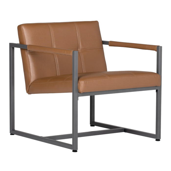Camber Mid-Century Modern Small Living Room Accent Chair, Pewter Gray / Caramel 71051