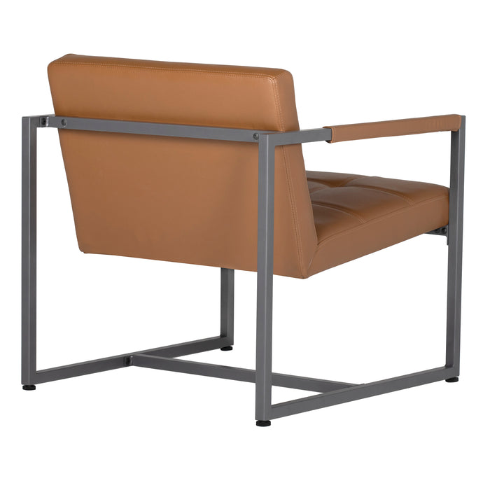 Camber Mid-Century Modern Small Living Room Accent Chair, Pewter Gray / Caramel 71051