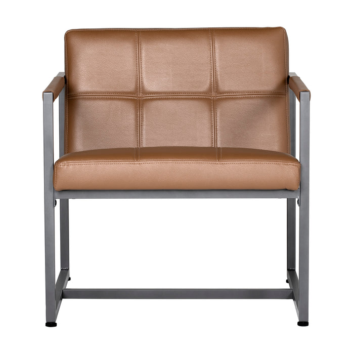 Camber Mid-Century Modern Small Living Room Accent Chair, Pewter Gray / Caramel 71051
