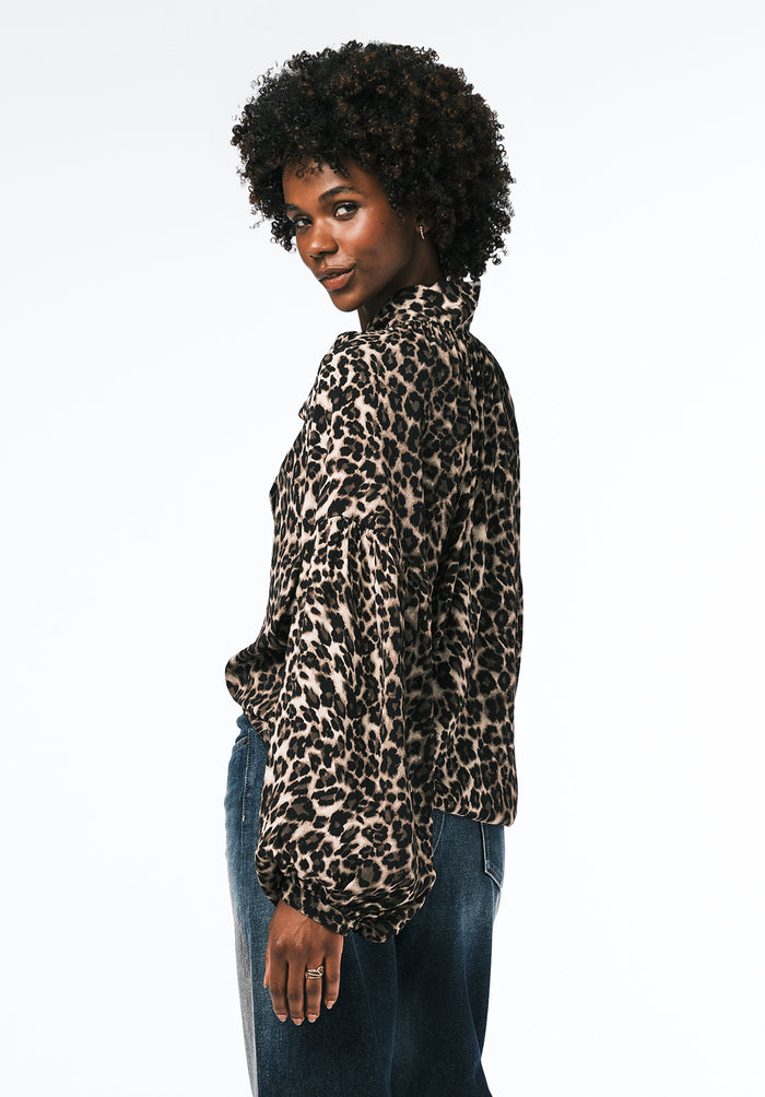 Buffalo Women Shirts Brown Woven Woven Long Sleeve Woven Fabric Puff Sleeve
