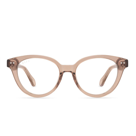 diff eyewear carly round glasses with a cafe ole acetate frame and prescription lenses front view