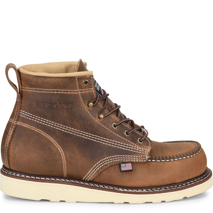 Carolina Men's 6" Domestic Dark Brown Steel Toe, Moc Toe Wedge Work Boot #CA7811