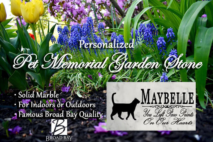 Cat Memorial Stone Plaque Personalized You Left Paw Prints On My Heart - Broad Bay Personalized Gifts Shipped Fast