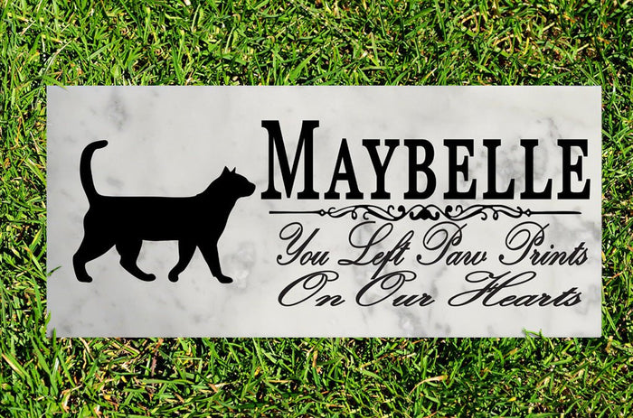 Cat Memorial Stone Plaque Personalized You Left Paw Prints On My Heart - Broad Bay Personalized Gifts Shipped Fast