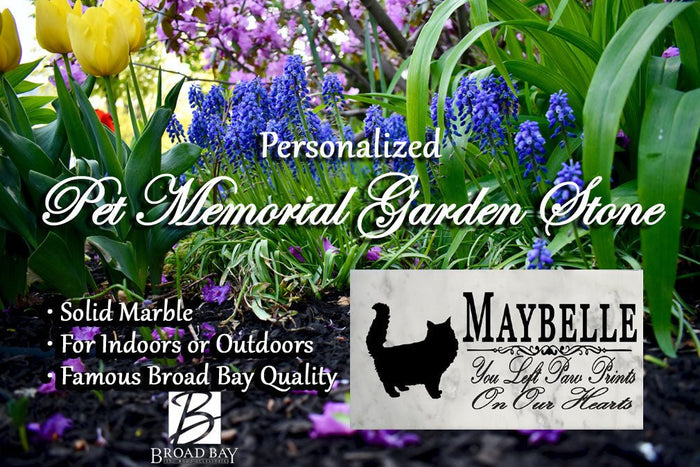 Cat Memorial Stone Plaque Personalized You Left Paw Prints On My Heart - Broad Bay Personalized Gifts Shipped Fast