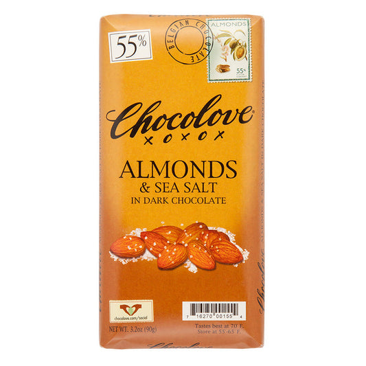 Chocolove Dark Chocolate Almond and Sea Salt Bars - 12ct