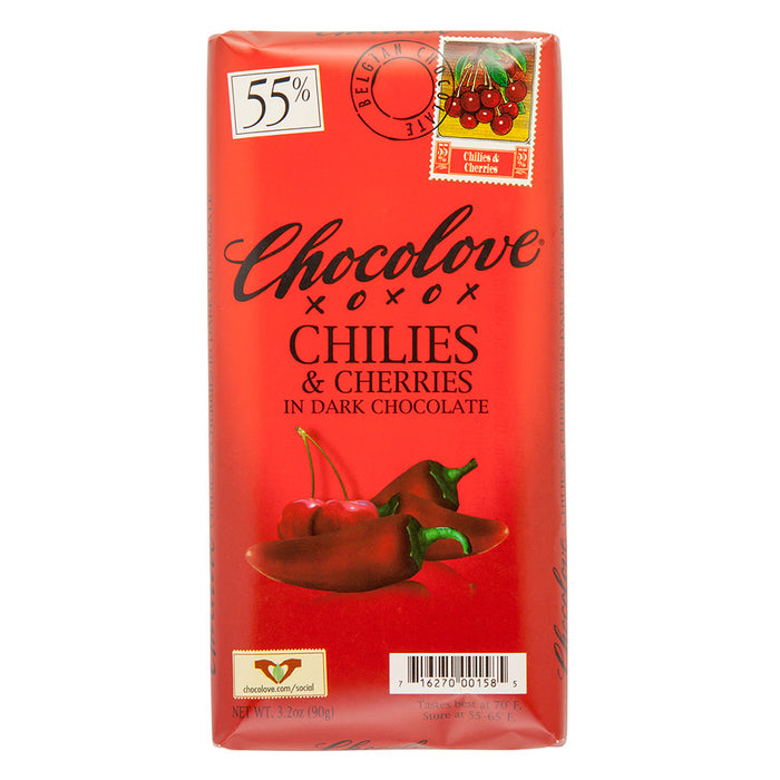Chocolove Dark Chocolate Chilis and Cherries Bars - 12ct