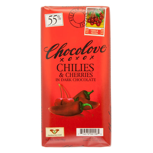 Chocolove Dark Chocolate Chilis and Cherries Bars - 12ct