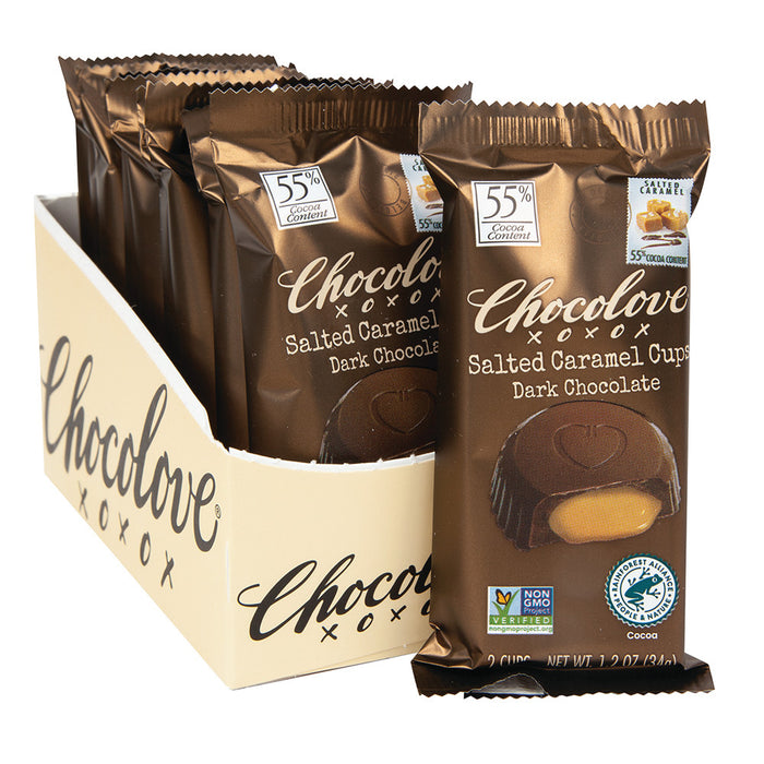 Chocolove Dark Chocolate Salted Caramel Candy Cups - 10 Count