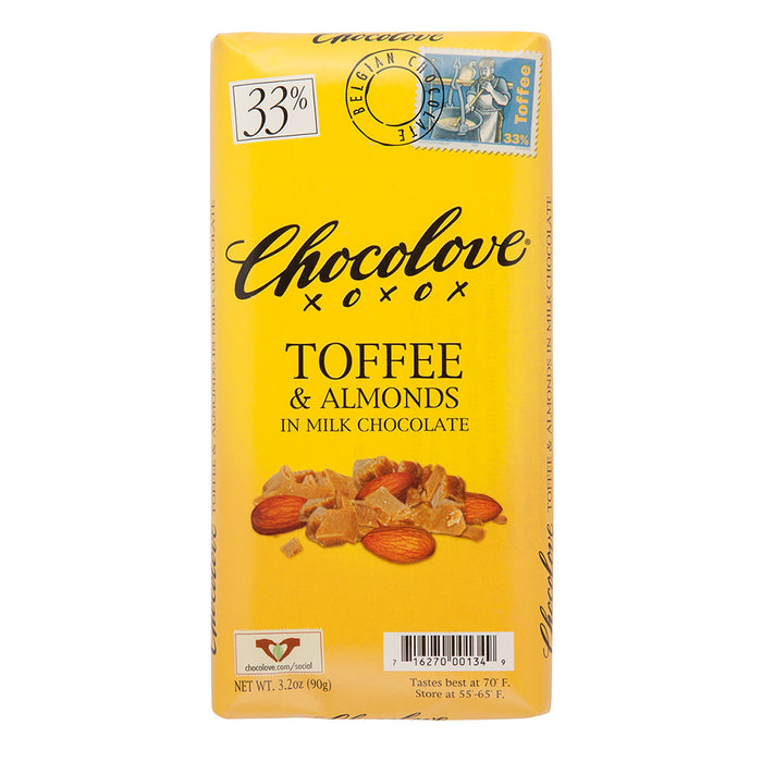 Chocolove Milk Chocolate Toffee and Almond Bars - 12ct