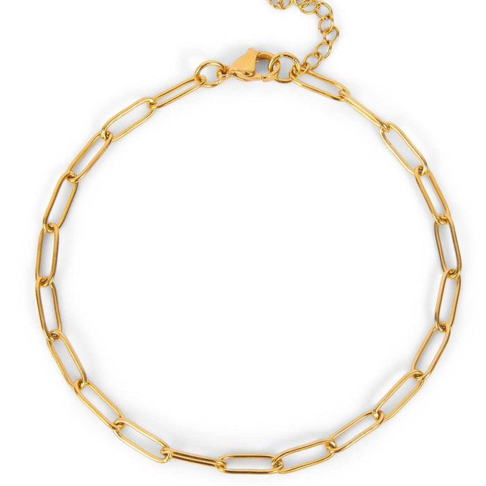 Classic Gold Anklet - Paperclip Chain