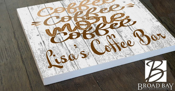 Custom Coffee Bar Signs Coffee Lover Gift - Broad Bay Personalized Gifts Shipped Fast