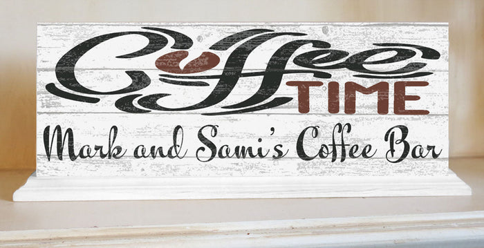 COFFEE TIME Coffee Bar Sign Personalized Solid Wood 16.5in x 6in - Broad Bay Personalized Gifts Shipped Fast