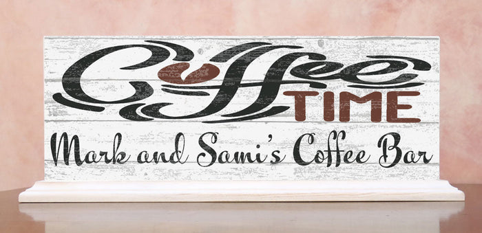 COFFEE TIME Coffee Bar Sign Personalized Solid Wood 16.5in x 6in - Broad Bay Personalized Gifts Shipped Fast