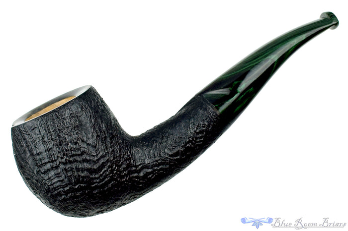 Blue Room Briars is proud to present this Colin Rigsby Pipe 1/4 Bent Black Blast Twisted Apple with Brindle
