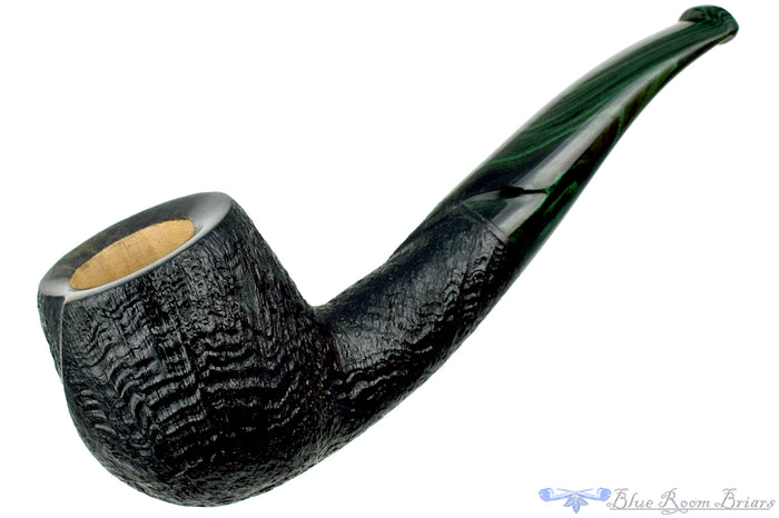 Blue Room Briars is proud to present this Colin Rigsby Pipe 1/4 Bent Black Blast Twisted Apple with Brindle