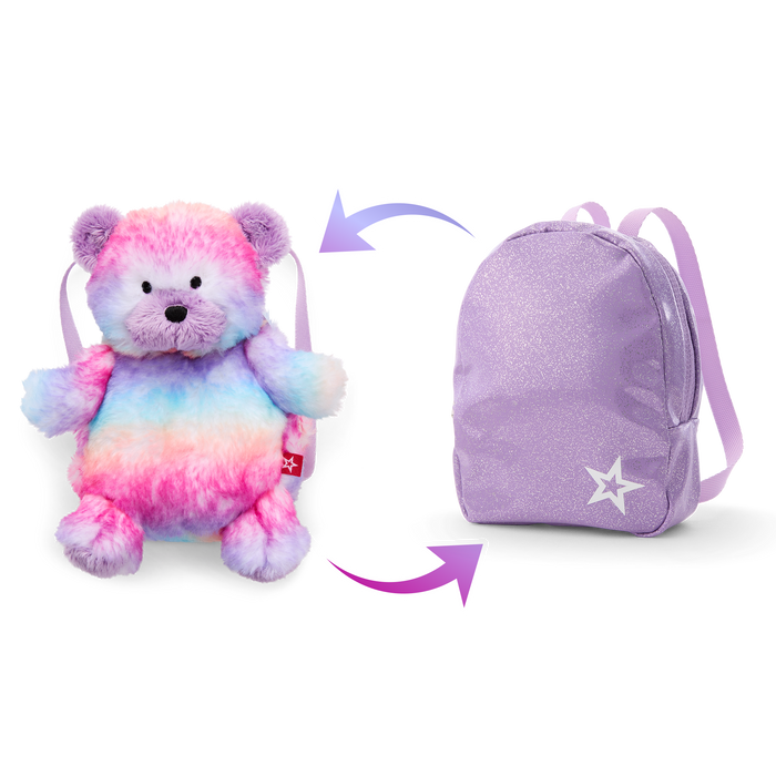 Colorful Teddy Bear Backpack & Accessory Set for 18-inch Dolls