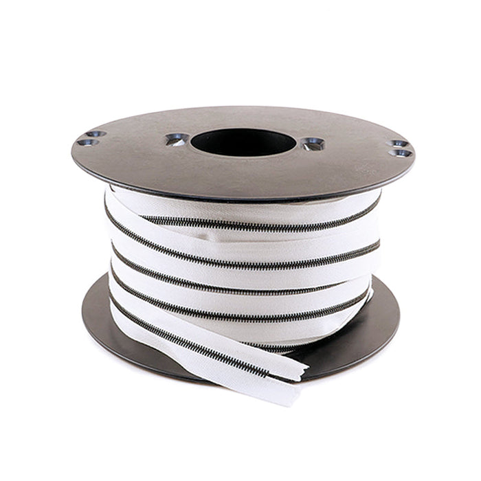 riri Zipper Continuous Chain White Tape with Gunmetal Teeth