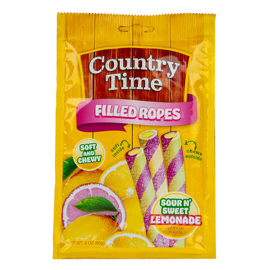 Country Time Sweet and Sour Lemonade Filled Rope Candy Peg Bag - 12 Count