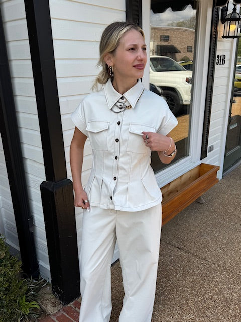 Cream Pants Set