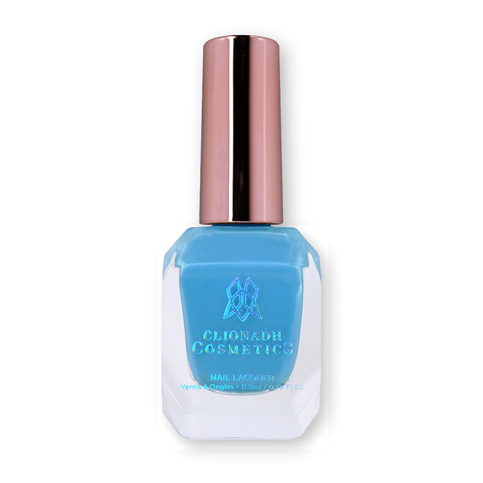 Bottle of nail polish containing Cumulus Nail Lacquer on white background.