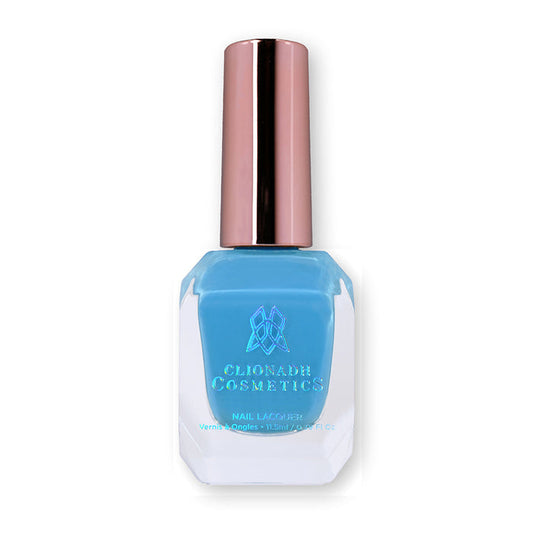 Bottle of nail polish containing Cumulus Nail Lacquer on white background.