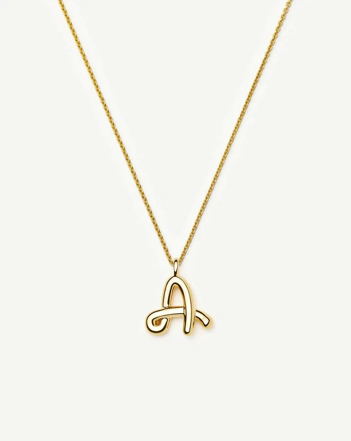 Curly Molten Initial Pendant Necklace - A | 18k Gold Vermeil Necklaces Missoma