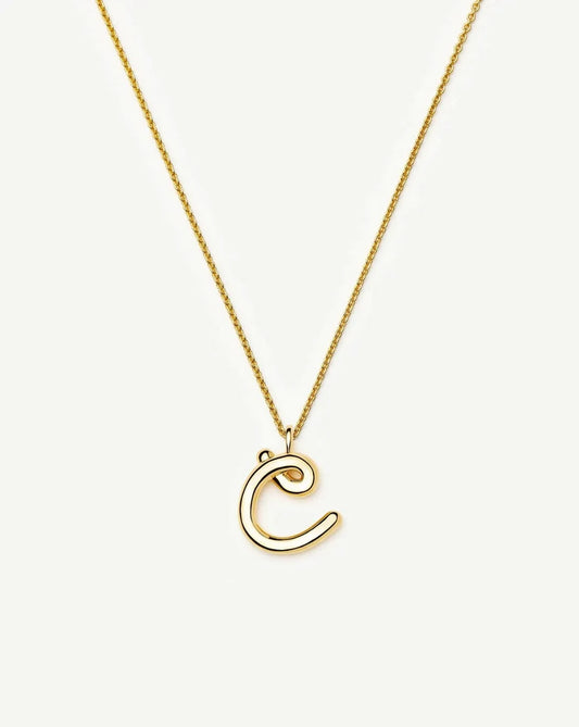 Curly Molten Initial Pendant Necklace - C | 18k Gold Vermeil Necklaces Missoma