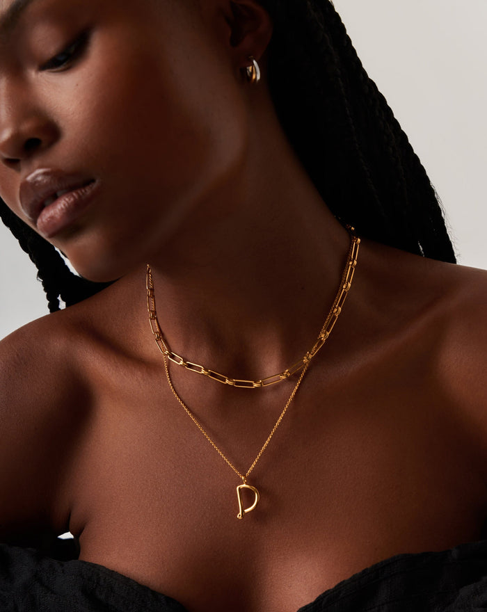 Curly Molten Initial Pendant Necklace - Initial D | 18ct Gold Plated Vermeil Necklaces Missoma