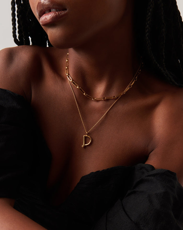 Curly Molten Initial Pendant Necklace - Initial D | 18ct Gold Plated Vermeil Necklaces Missoma