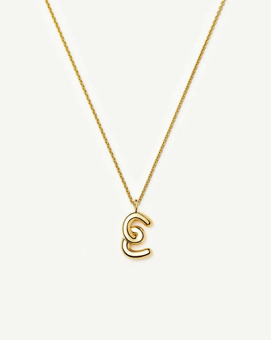 Curly Molten Initial Pendant Necklace - E | 18k Gold Vermeil Necklaces Missoma