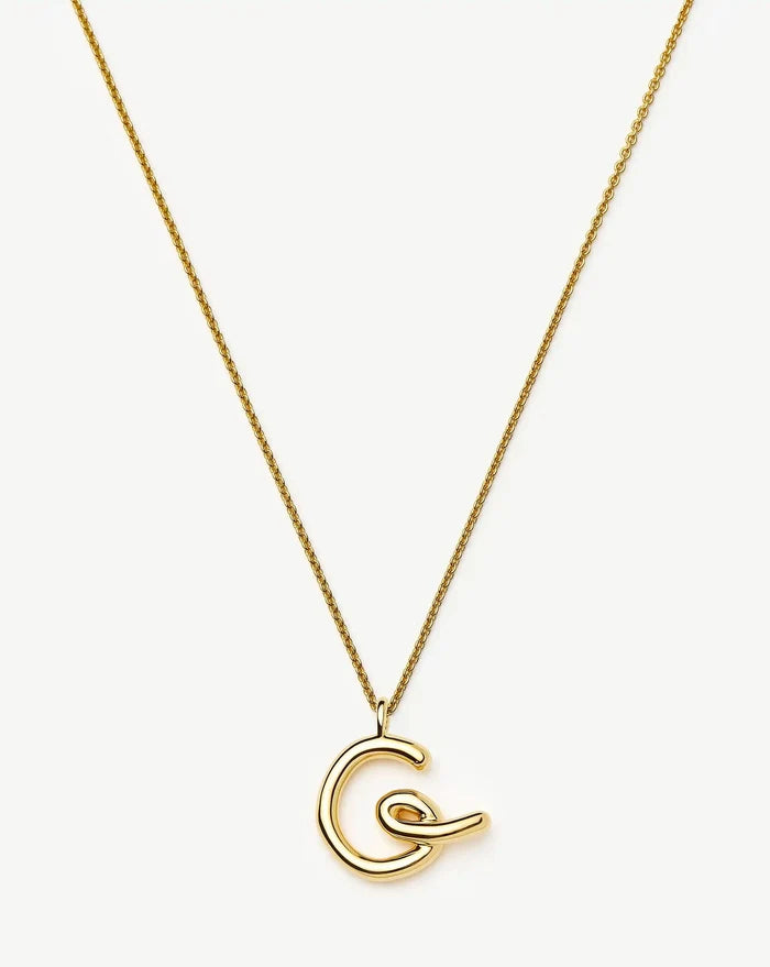 Curly Molten Initial Pendant Necklace - Initial G | 18k Gold Vermeil Necklaces Missoma