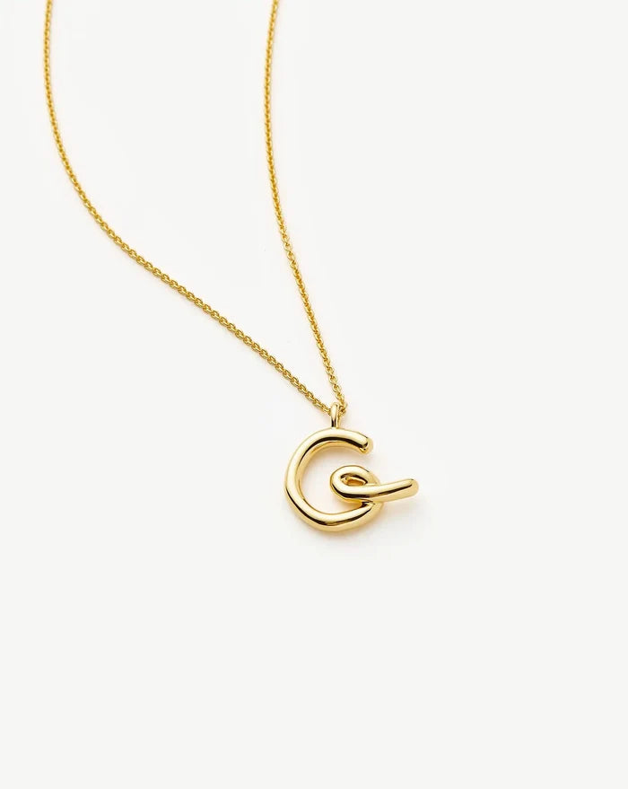 Curly Molten Initial Pendant Necklace - Initial G | 18k Gold Vermeil Necklaces Missoma