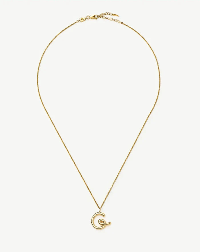 Curly Molten Initial Pendant Necklace - Initial G | 18k Gold Vermeil Necklaces Missoma